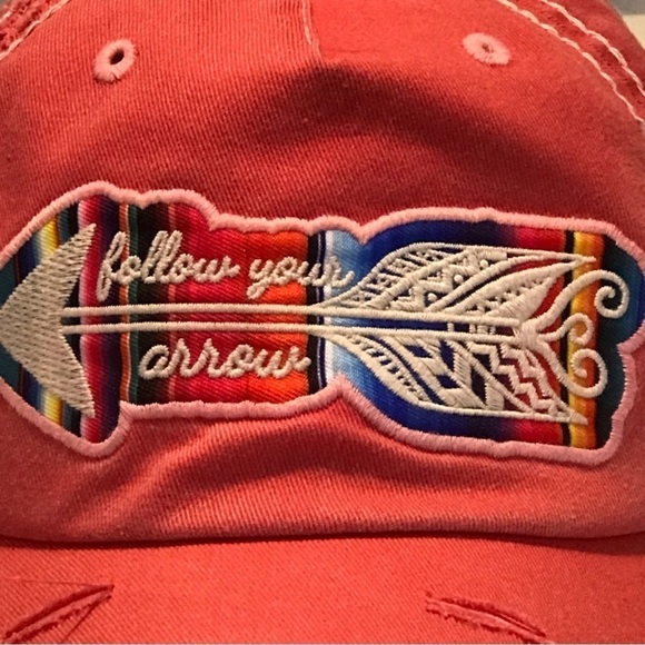 Kbethos Vintage Adjustable Follow Your Arrow Distressed Cap - Picture 3 of 16